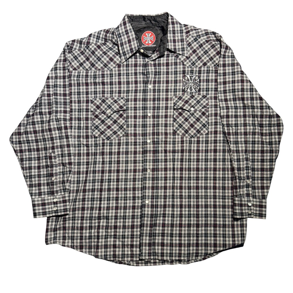 Vintage West Coast Choppers Jesse James Plaid Western Shirt Mens XL